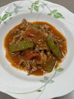 豚こま肉とサボテンのケチャップ煮込み-レシピのメイン写真