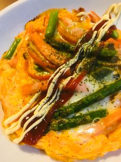 アスパラと魚肉ソーセージのオムレツ仕立て-レシピのメイン写真