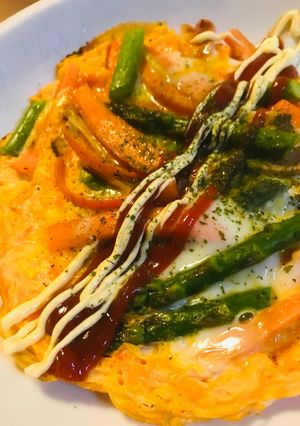 アスパラと魚肉ソーセージのオムレツ仕立て-レシピのメイン写真
