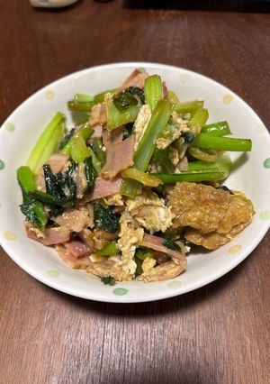 小松菜のたまご油揚げ炒め-レシピのメイン写真