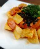 ＊長芋とソーセージと餅の明太チーズ炒め＊