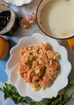 ゆで人参とゆで卵&削り節で簡単健康朝食-レシピのメイン写真