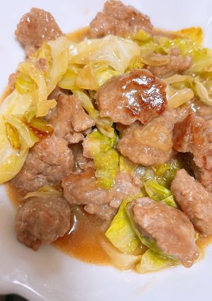 お弁当にも！塊ひき肉とキャベツ炒め-レシピのメイン写真