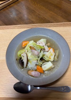 鶏モモミンチと野菜のスープ-レシピのメイン写真