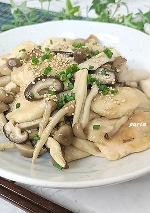 鶏胸肉と３種のきのこの麺つゆ生姜炒め-レシピのメイン写真