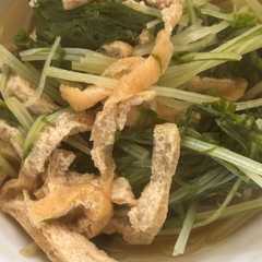 รูปของ 10分で簡単！油揚げと水菜のハリハリ煮😋