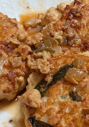 やみつき中華風!鶏むねとニラのハンバーグ-レシピのメイン写真