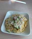 白菜&玉ねぎのツナ缶クリームパスタ