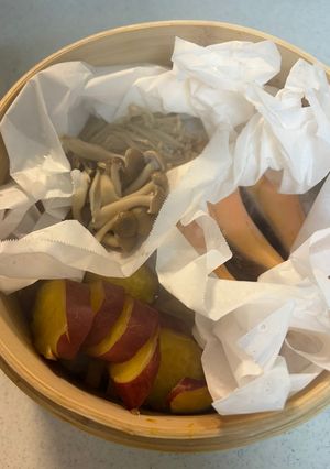 鮭と秋のさつまいも＆きのこのせいろ蒸し-レシピのメイン写真