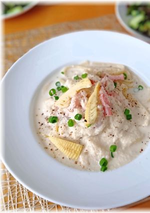 たけのこの味噌クリームスープパスタ-レシピのメイン写真