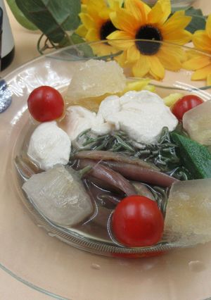 赤ズイキと夏野菜の冷菜　冷え冷えスープ-レシピのメイン写真