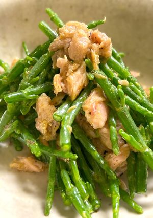 シーアスパラとシーチキンのカレー風味和え-レシピのメイン写真