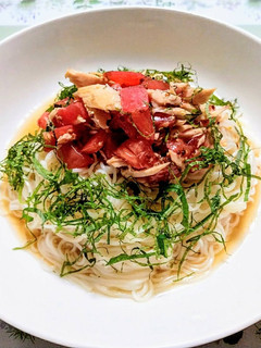 簡単ランチ!トマトツナの粒マスタード素麺-レシピのメイン写真
