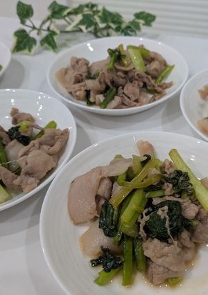 小松菜と豚こま肉の炒め物-レシピのメイン写真
