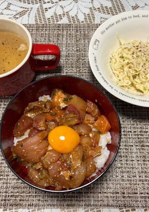 【一汁ニ菜】お好みユッケ丼定食-レシピのメイン写真