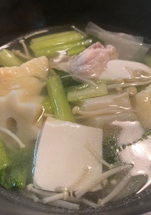 小松菜と油揚げと豚コマとちくわぶのスープ-レシピのメイン写真