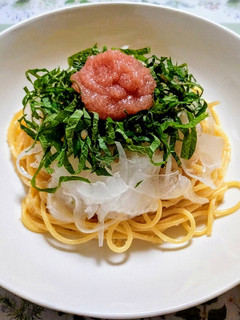 簡単ランチ!新玉ねぎ大葉たらこのパスタ-レシピのメイン写真