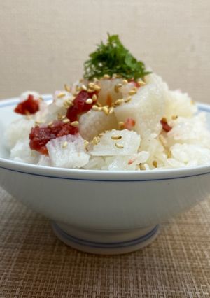サッパリ！長芋と梅干しの炊き込みご飯-レシピのメイン写真