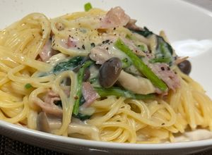 きのことほうれん草の豆乳クリームパスタ-レシピのメイン写真