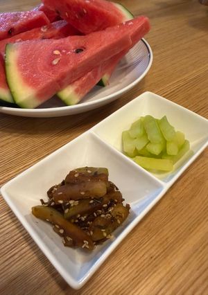 スイカ塩昆布漬け＆蜂蜜漬け　皮を使っておかず2品-レシピのメイン写真