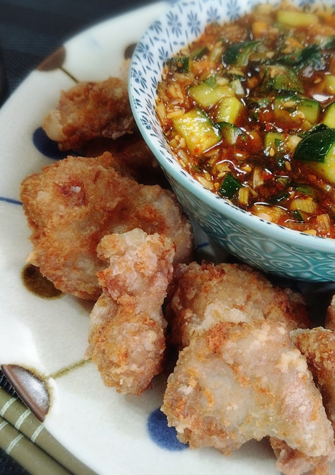 豚の唐揚げ＆胡瓜とみょうがのピリ辛たれ-レシピのメイン写真