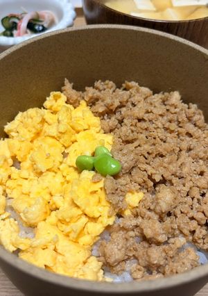子どもが喜ぶ♡鶏ひき肉の甘辛そぼろ丼-レシピのメイン写真