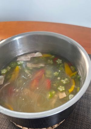夏野菜とオクラの簡単春雨スープ-レシピのメイン写真