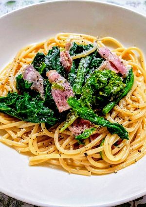 簡単ランチ！菜の花の和風クリームパスタ-レシピのメイン写真