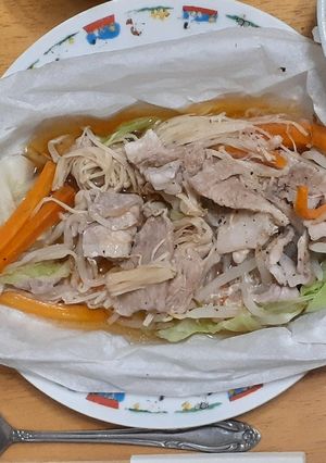 【ダイエット】豚肉と野菜レンジ蒸し-レシピのメイン写真