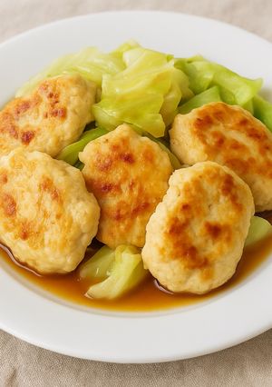 鶏むね豆腐つくねとキャベツのポン酢炒め-レシピのメイン写真