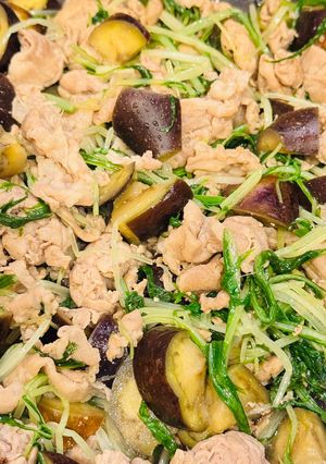 茄子・水菜・豚肉のバターポン酢炒め-レシピのメイン写真