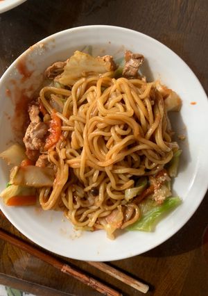 お一人様!市販の焼きそばソースカツ隠し味-レシピのメイン写真