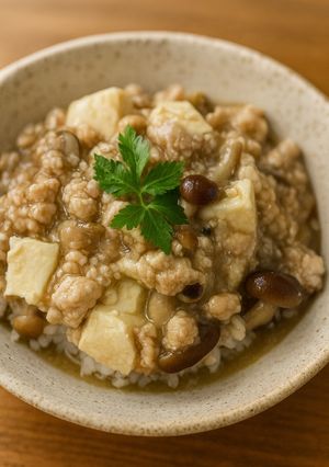 豆腐としめじの鶏そぼろあんかけ丼-レシピのメイン写真
