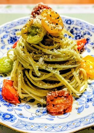 Xmasメニュー!トマトバジルパスタ-レシピのメイン写真