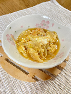 えびと玉ねぎのたまごとじ-レシピのメイン写真
