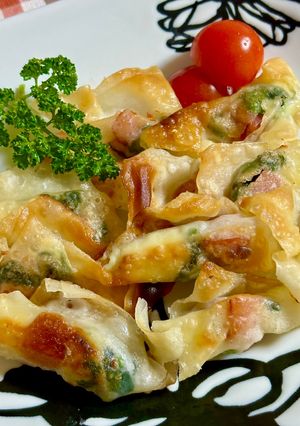 チーズinでシュウマイ皮のサクッと焼き♪-レシピのメイン写真