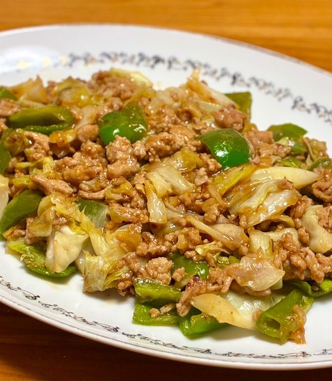 簡単！キャベツとピーマンのひき肉味噌炒め-レシピのメイン写真