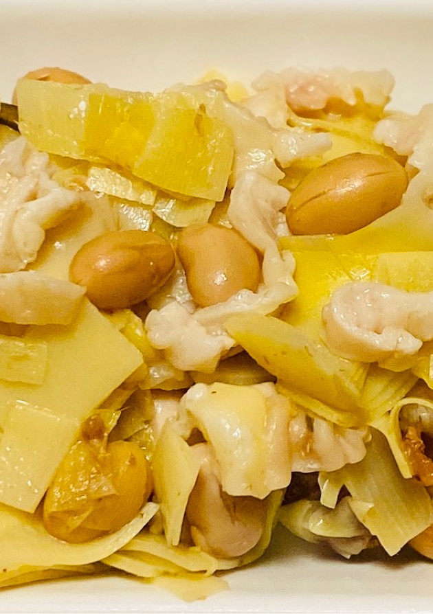 筍の姫皮と鶏皮の食べる梅だし和え-レシピのメイン写真