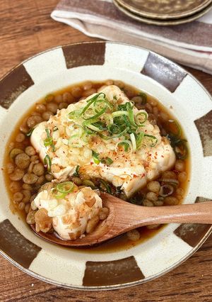 ☆簡単☆あったか揚げ玉お豆腐-レシピのメイン写真