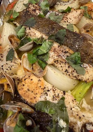 カレイとタラの野菜たっぷりアクアパッツァ-レシピのメイン写真