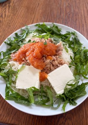 混ぜるだけクリームチーズの明太子そうめん-レシピのメイン写真