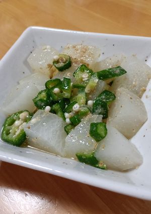 茹で大根とオクラの白だしごま和え-レシピのメイン写真