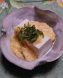 揚げそばの餡の元で簡単玉子餡かけ豆腐