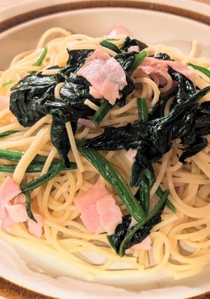ほうれん草とベーコンの和風パスタ-レシピのメイン写真