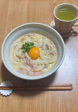 カルボナーラうどん-レシピのメイン写真