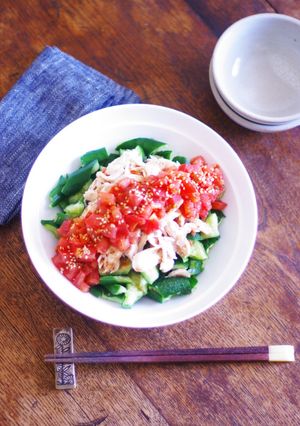 花椒トマトポン酢タレでささみきゅうり和え-レシピのメイン写真