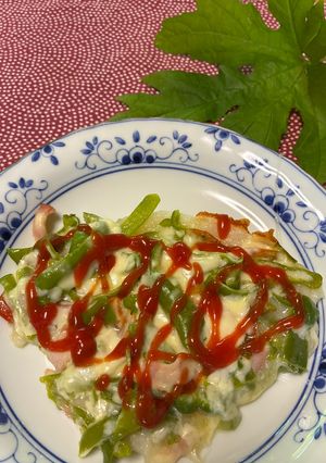 餅とピーマンのマリアージュピザ⭐︎-レシピのメイン写真