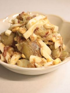 焼き茄子とゆで卵の和え物かつお節添え-レシピのメイン写真