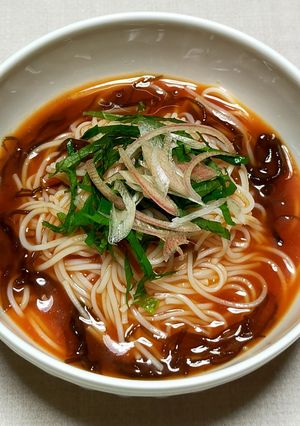トマトジュースで簡単トマトもずくそうめん-レシピのメイン写真