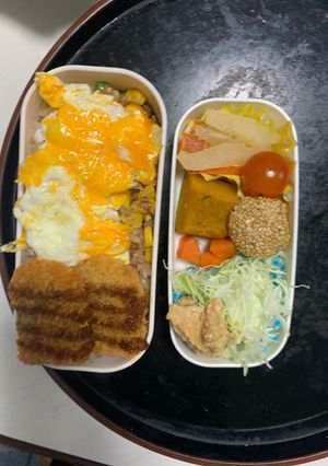 レンジ簡単梅油淋鶏味オムライス弁当-レシピのメイン写真